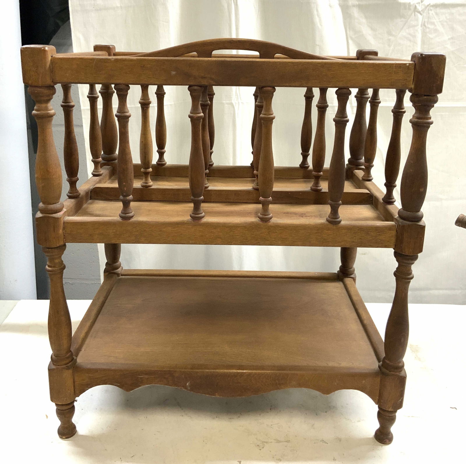 Vintage English Wooden Canterbury Magazine Holder (1 of 8)