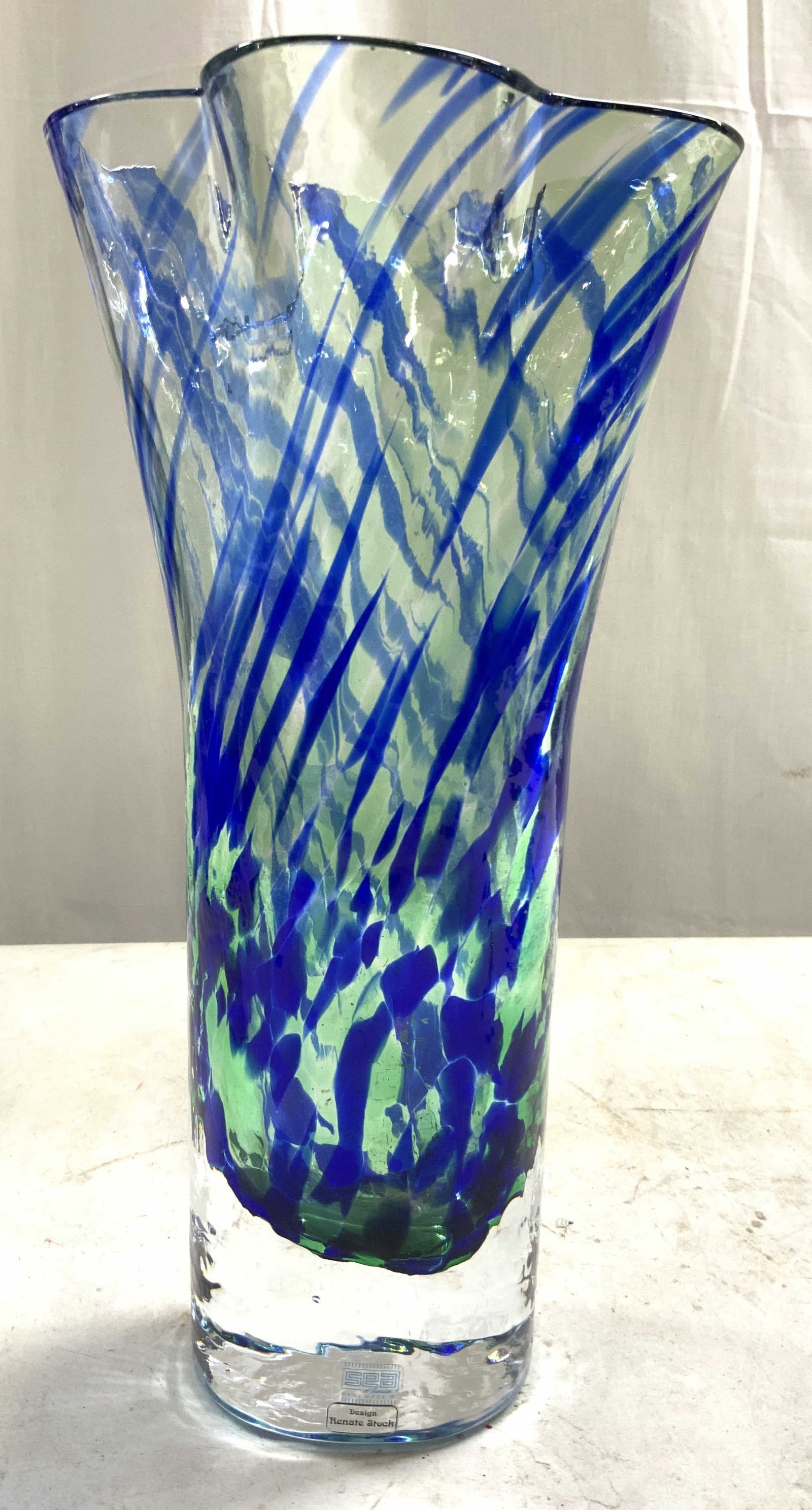 SEA GLASBRUK SWEDEN Handmade Art Glass Vase (1 of 8)