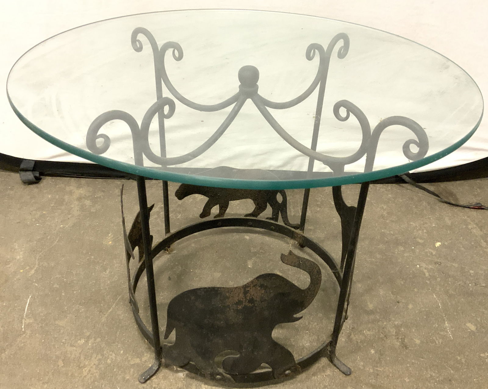 Vtg Iron Base Gls Top Tbl W Animal Figures (1 of 7)