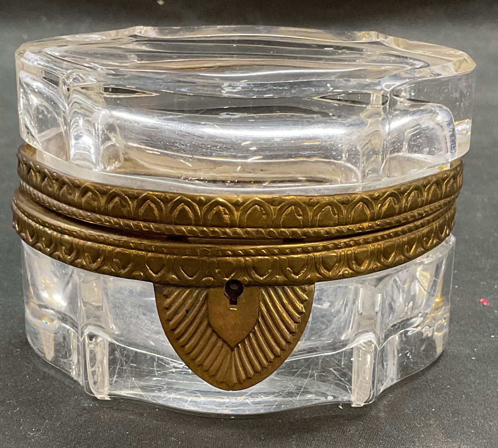 Vintage Crystal Brass Jewelry Trinket Box (1 of 6)