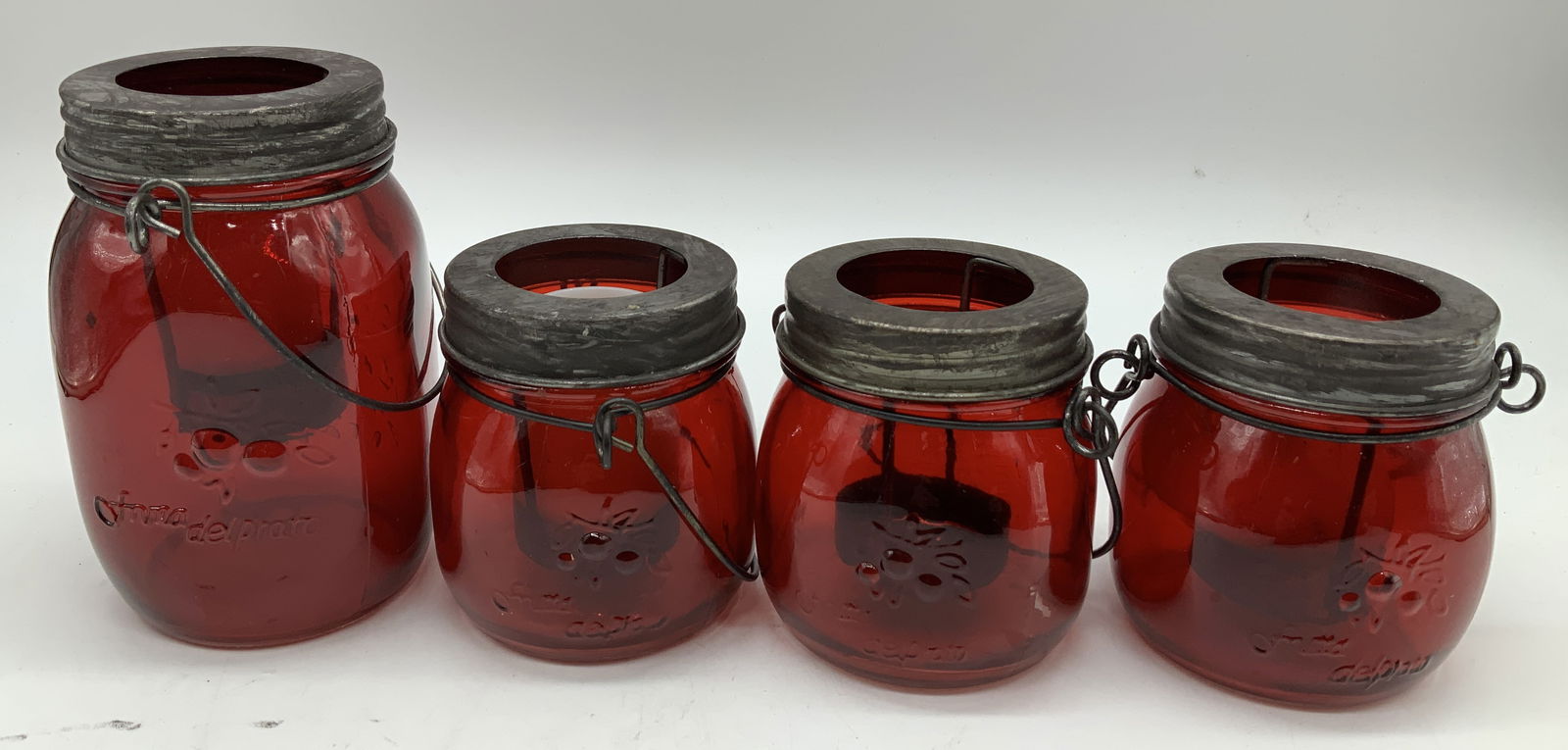 Lot 4 Frutta Delprado Glass Embossed Candle Jar (1 of 7)