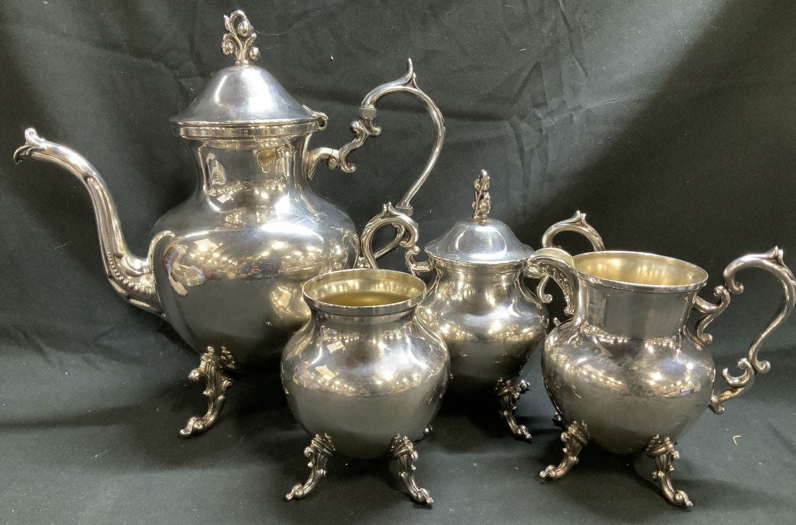 Lot 4 Vntg Birmingham Silver On Copper Tea Set (1 of 9)