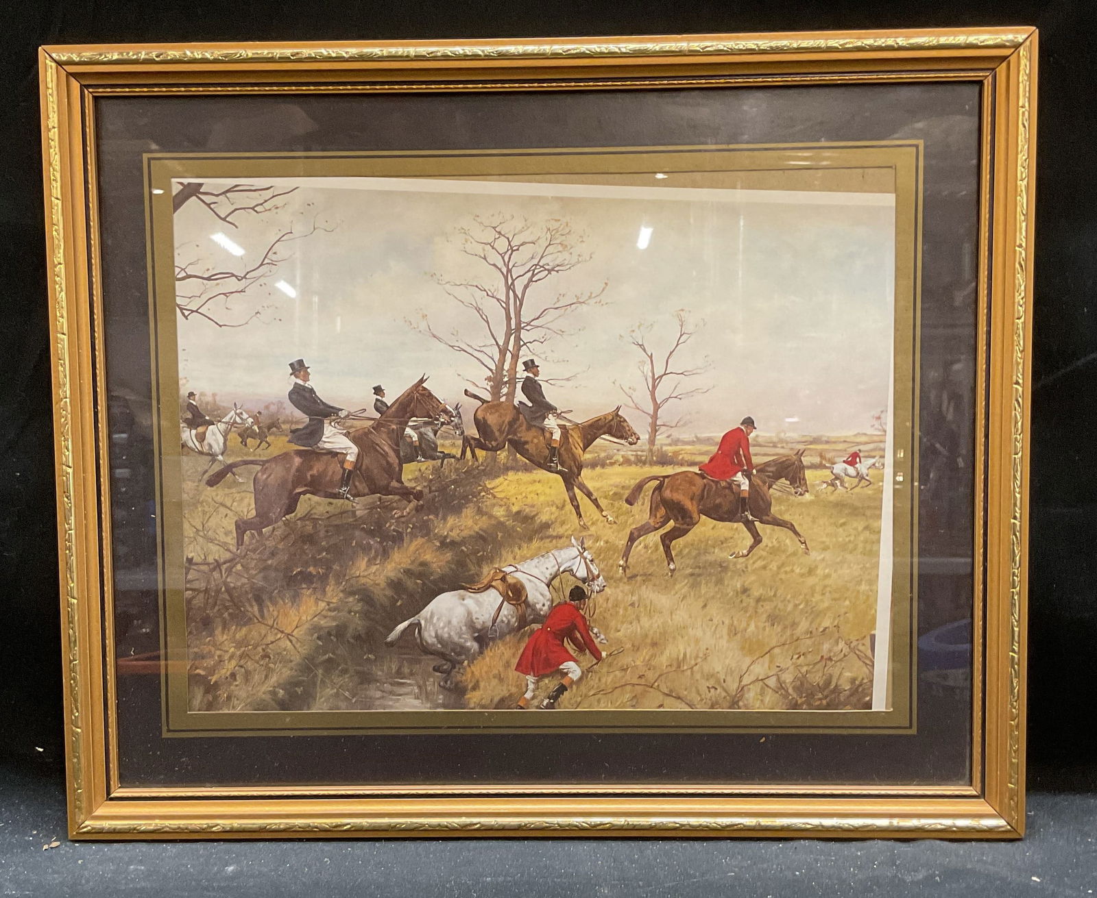 Framed After George Wright Full Cry Lithograph (1 of 6)