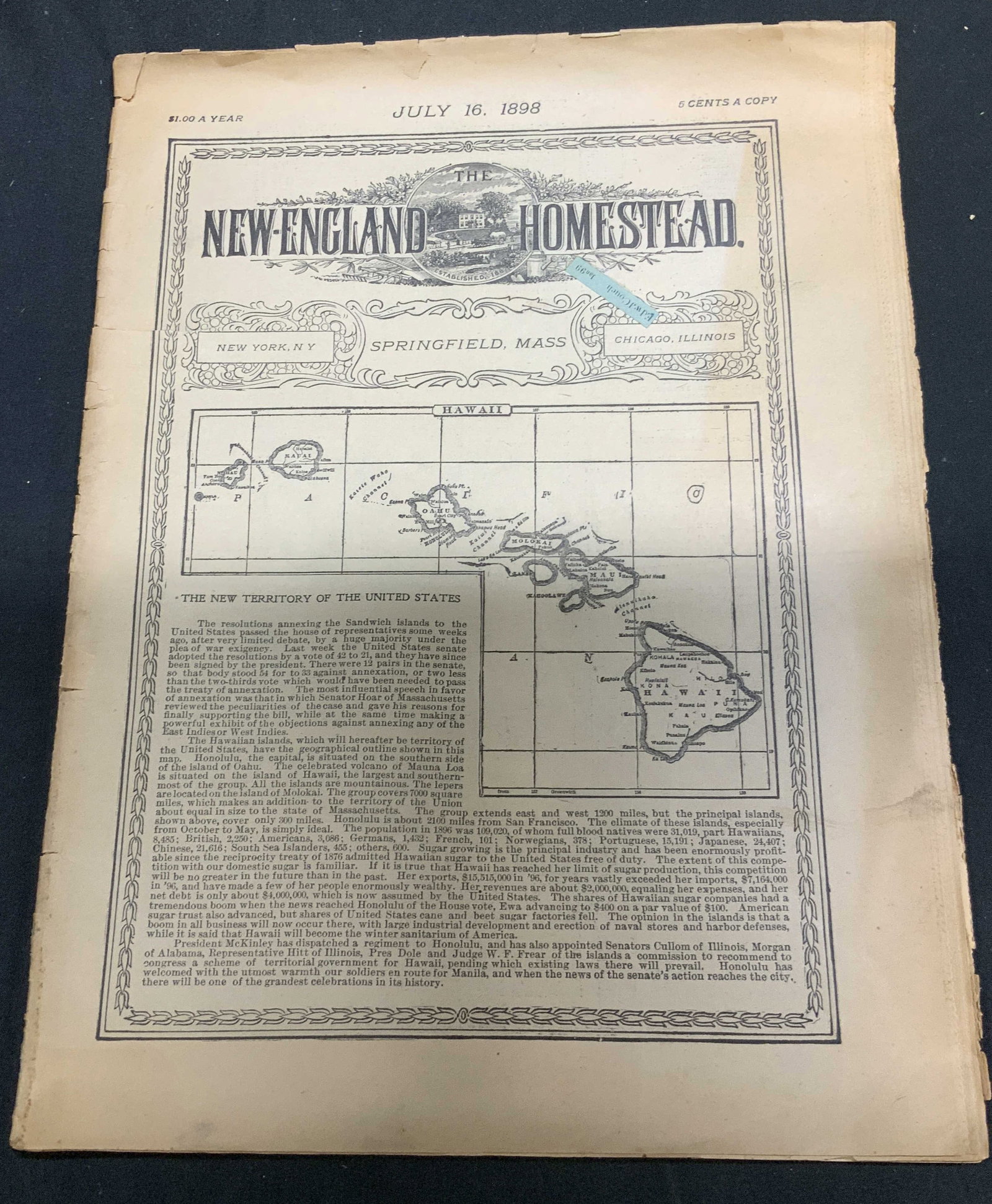 1898 New England Homestead Agriculture Magazine: 1898 New England Homestead Agricultural Magazine Published July 16, 1898. The New-England Homestead. Eastern Edition of American Agriculturalist. Vol 37. Published by Orange Judd Company. Magazine fea