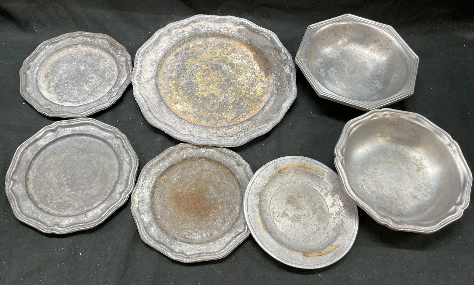 Lot 7 Vtg Crown Castle Wilton Pewter Bowls Plates (1 of 9)