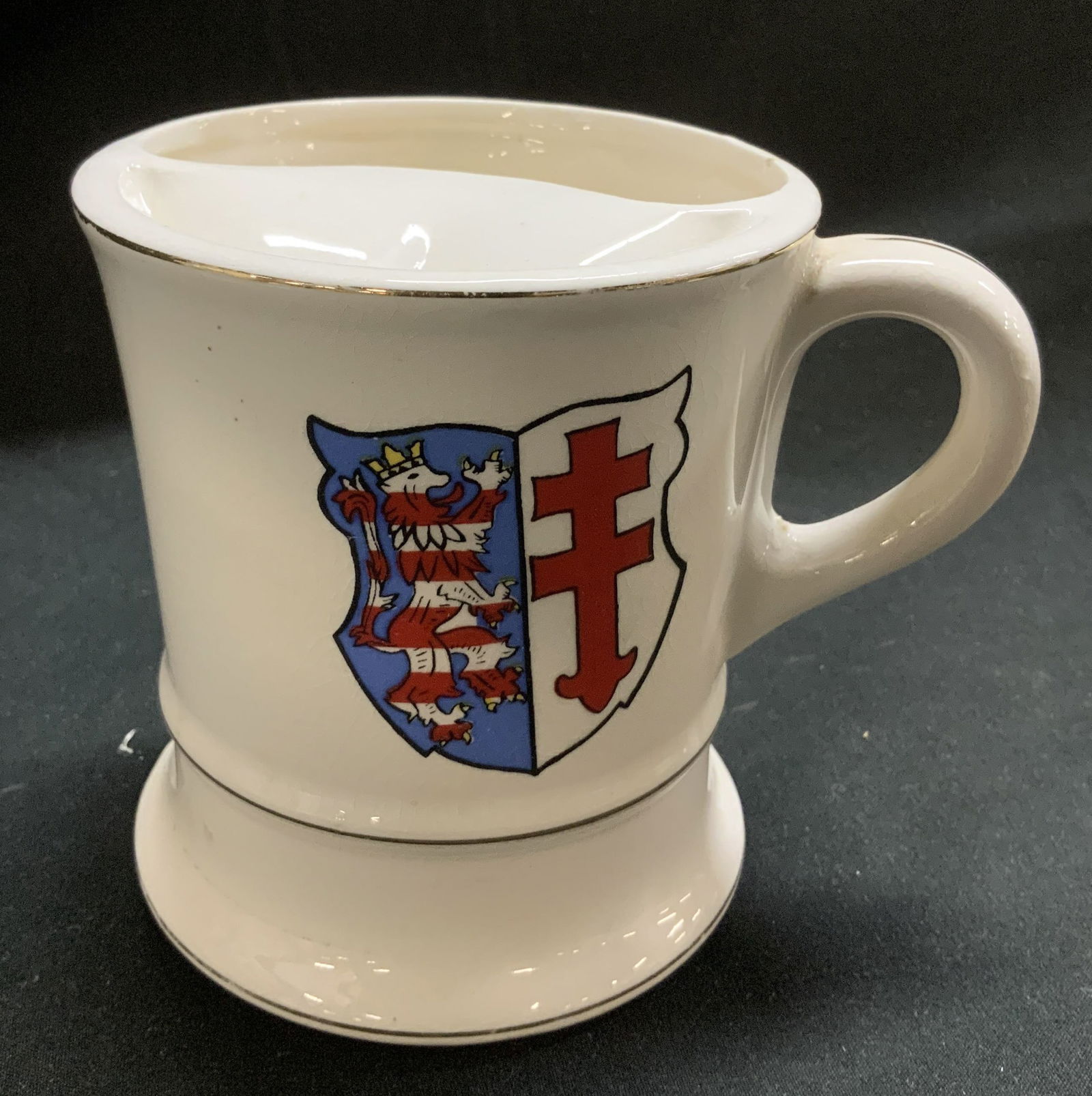Vntg Heraldry Symbols Porcelain Mustache Mug (1 of 6)