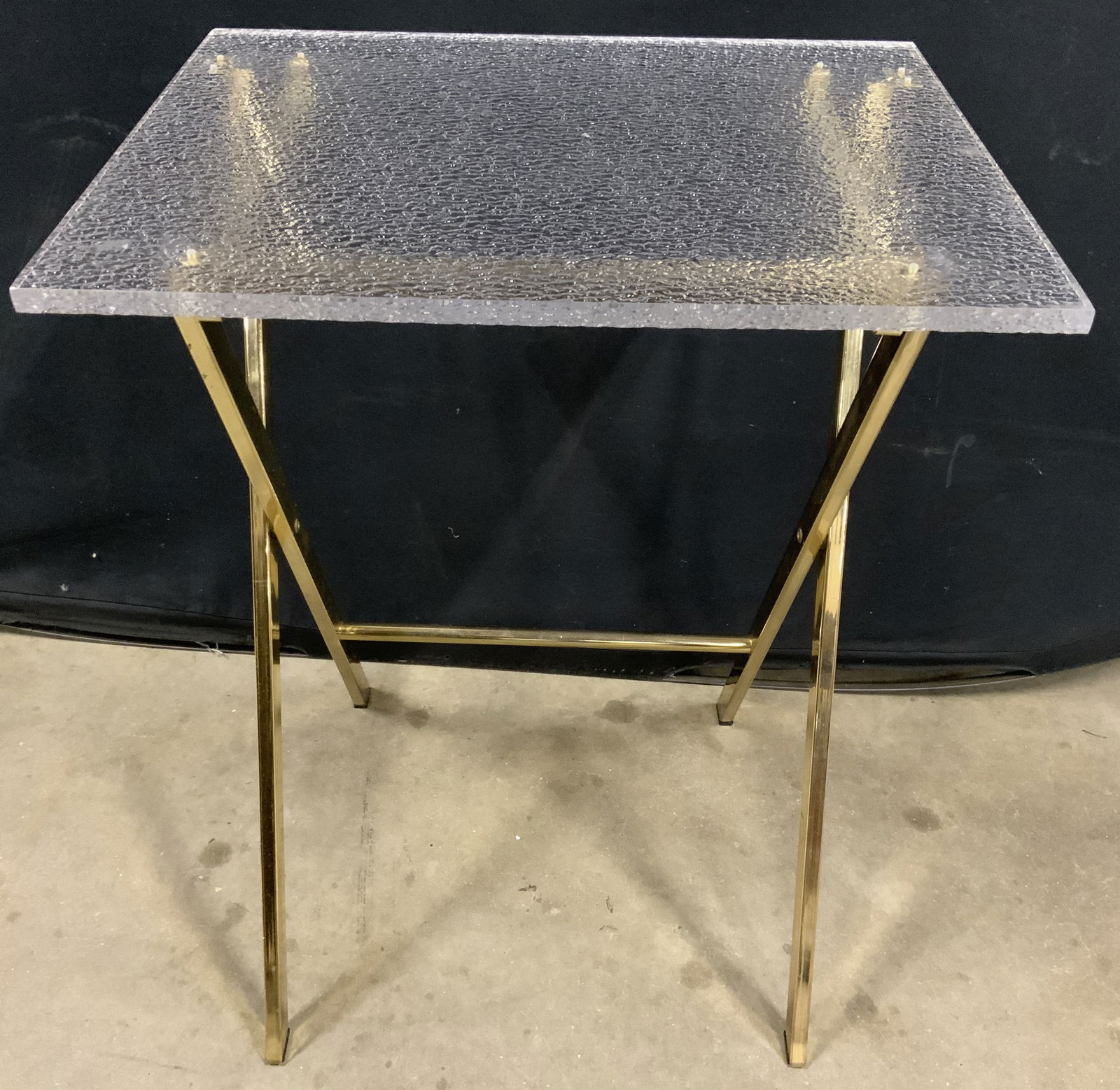 Textured Acrylic Folding Table W Gilt Metal Base (1 of 9)