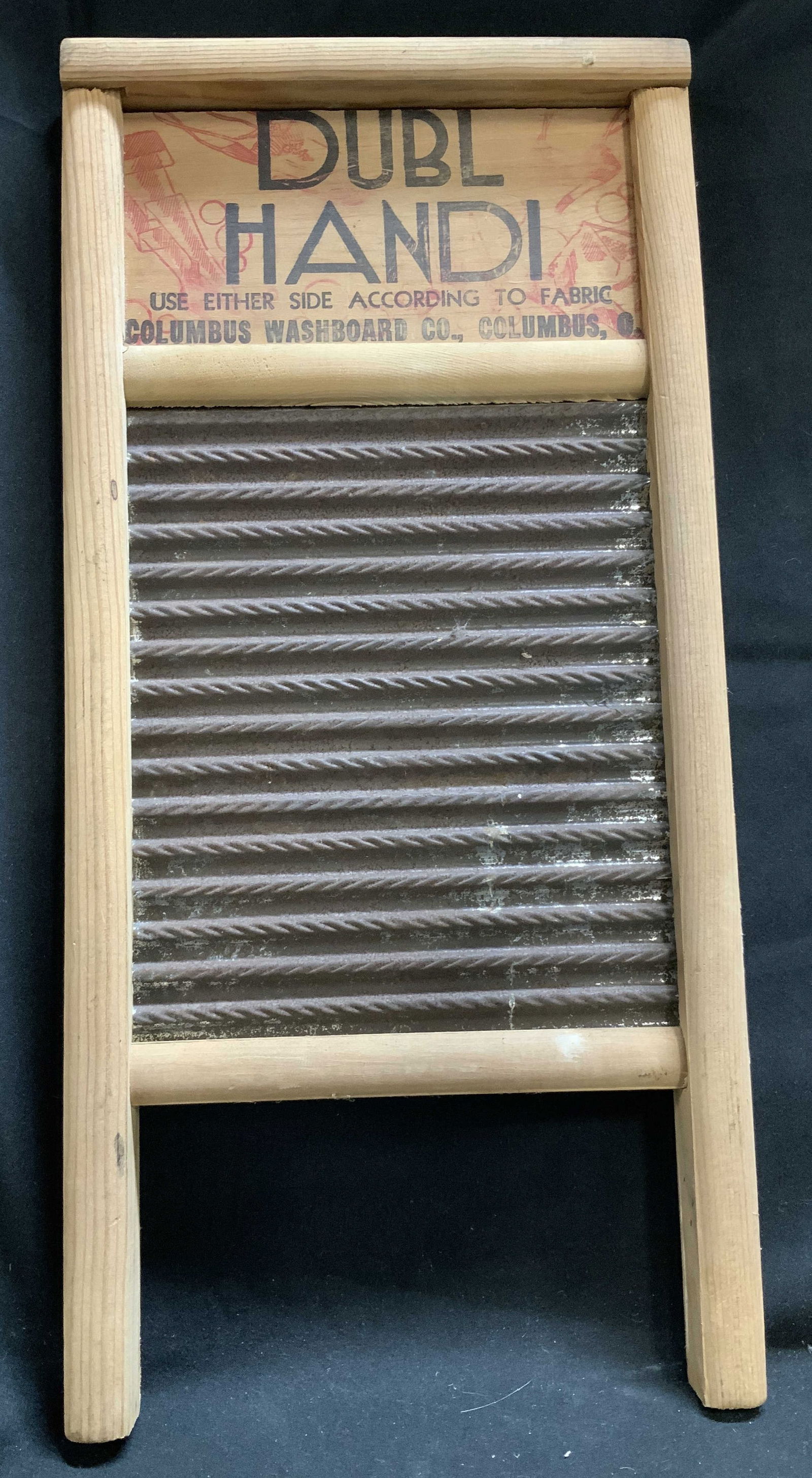 Vntg Dubl Handi Wooden Washboard COLUMBUS 18in USA (1 of 6)