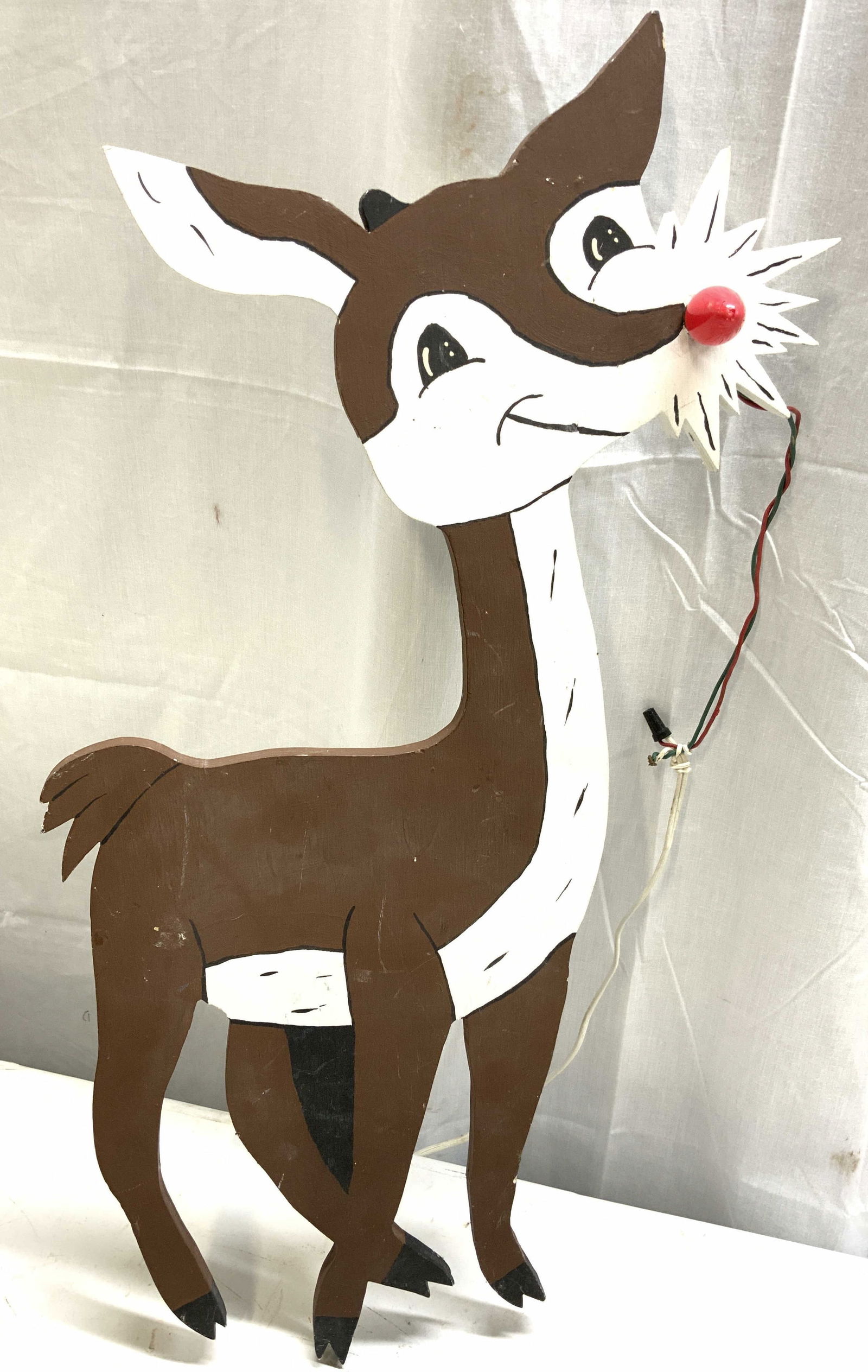 Vntg Hand Painted Wood Rudolph Xmas Decor Light 26in (1 of 8)