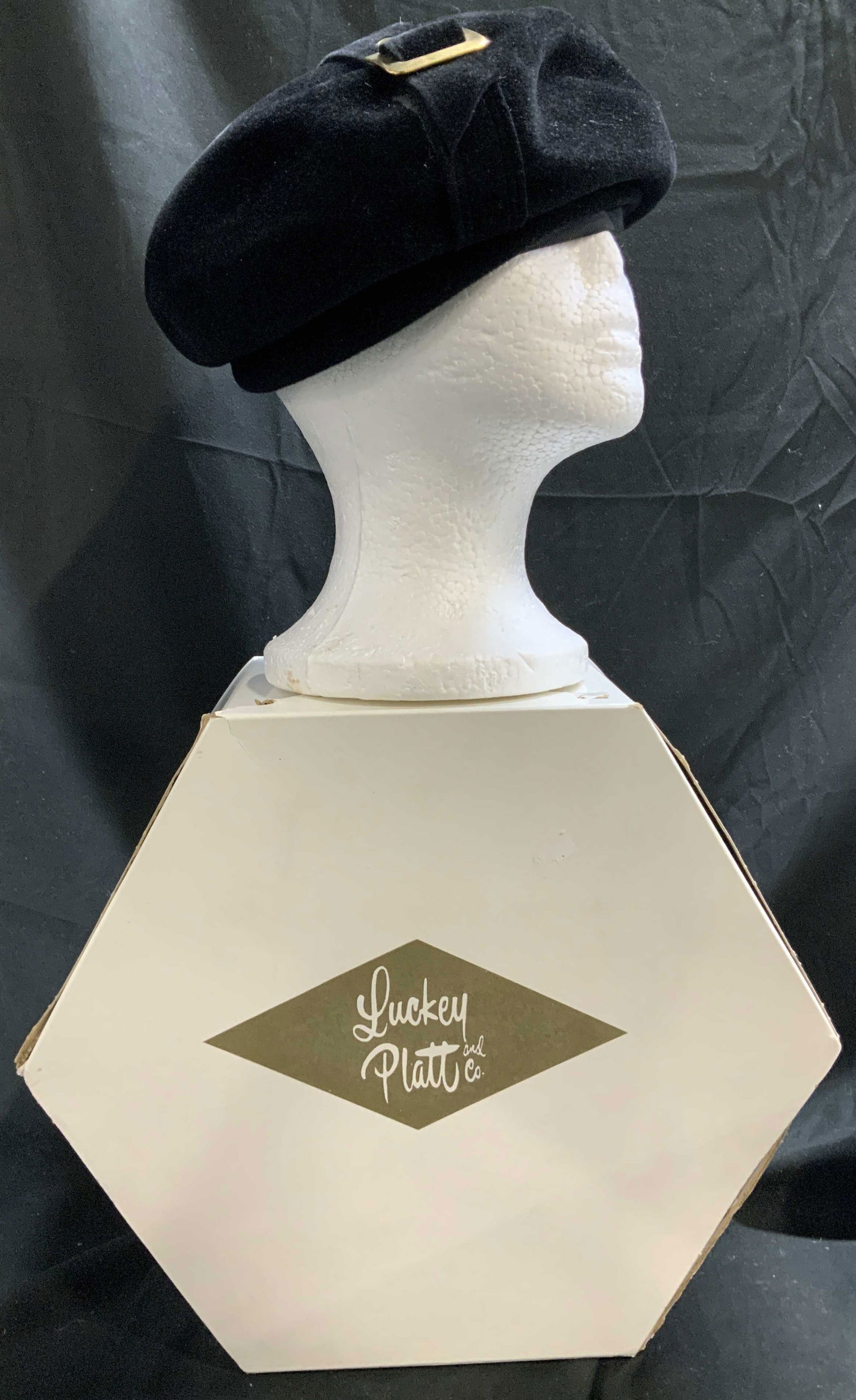 Vntg Miss Nancy Org. Black Velvet Beret W Box (1 of 7)