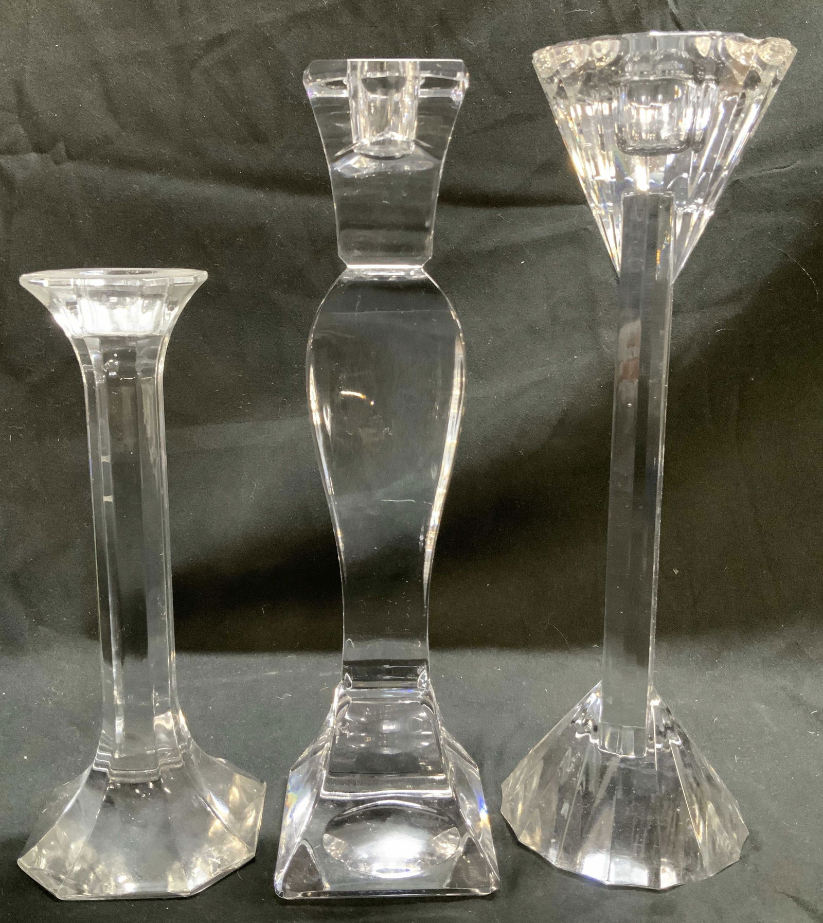 Lot 3 Assorted Clear Crystal Candle Holders (1 of 9)