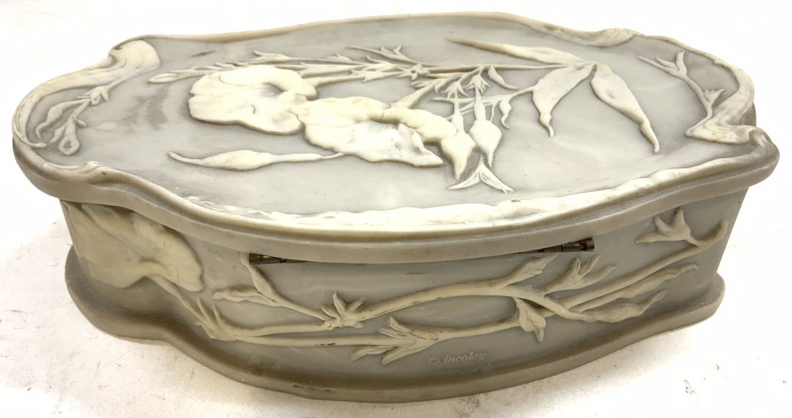 Vtg Incolay Stone Jewelry Box W Lid USA (1 of 7)