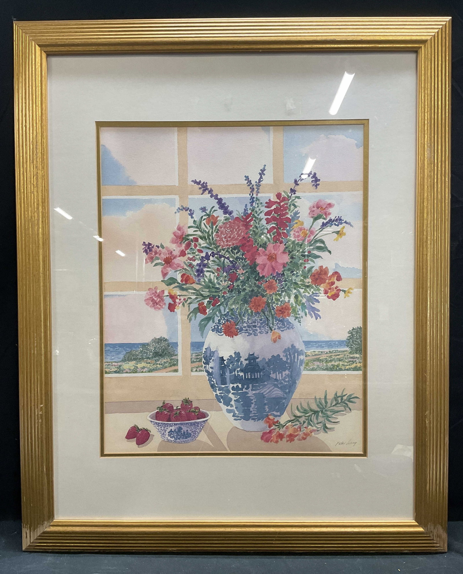 Signed Peter Wong Still Life Flowers Lithograph (1 of 6)