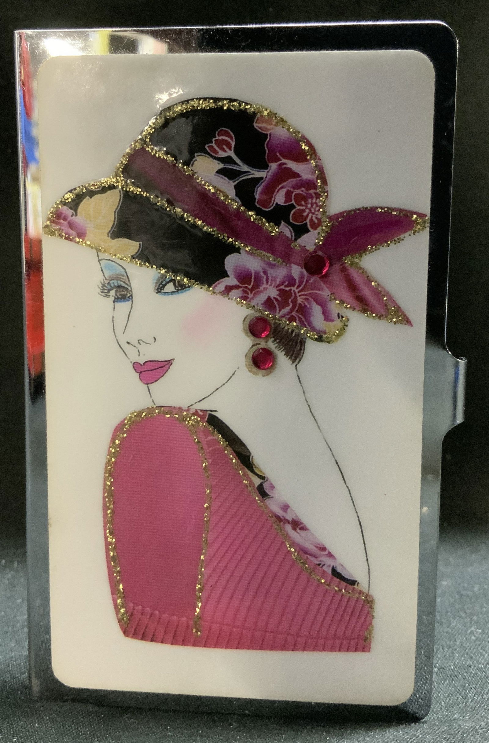 Art Deco Metallic Woman Business Card Case (1 of 6)