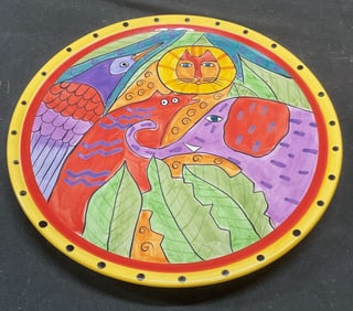 Vtg 1998 Laurel Burch Animal Ceramic Plate