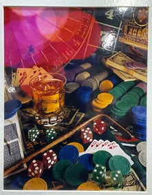 Framed Signed Poker Casino Lithograph