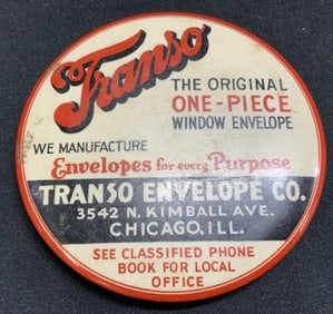 Vtg Transo Envelope Co Advert Pocket Mirror USA