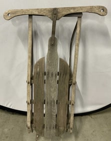 Vintage Wood & Metal Snow Sled 35in