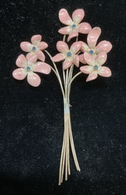 Vtg Hirsch Sterling Silver Flower Brooch, 5 In L