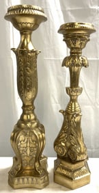 Lot 2 Ornate Victorian Gilt Wood Candlesticks