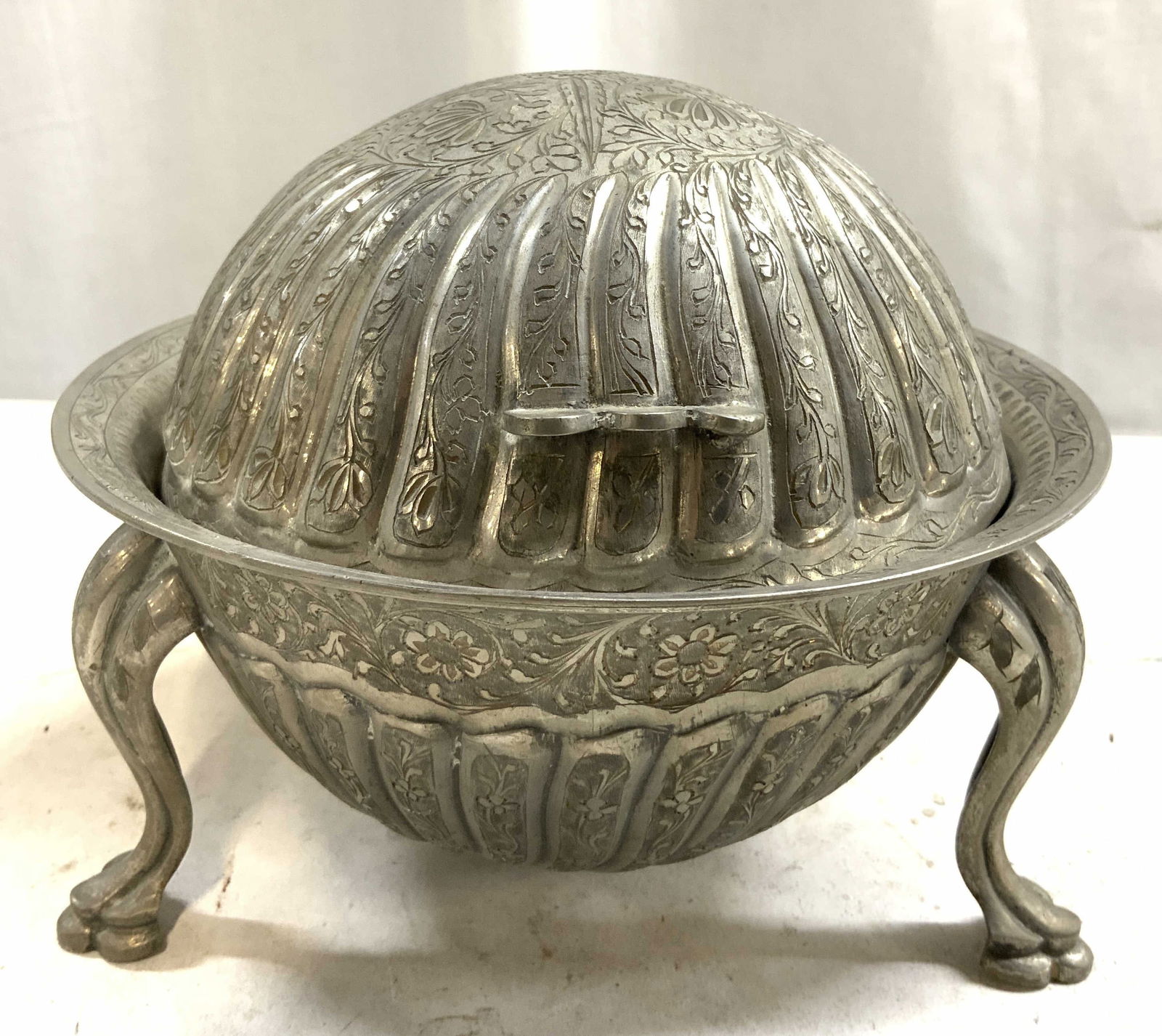 Vtg Hand Etched Silv Pl Scalloped Music Bx W Feet (1 of 9)