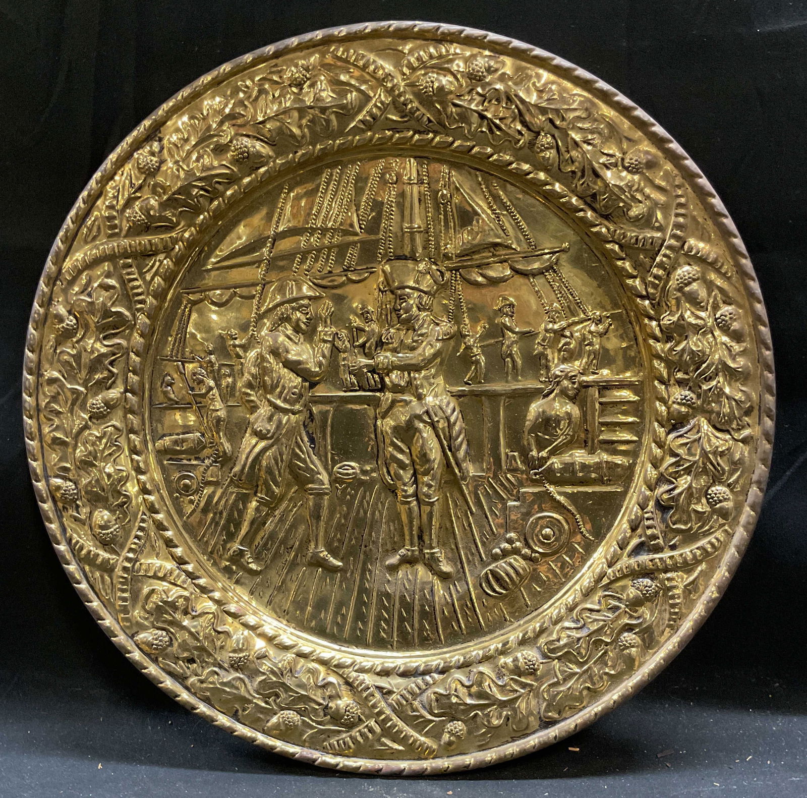 Vtg Brass Relief Sailors Wall Plaque, England 14in (1 of 6)