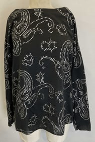 Black Long Sleeve Paisley Sparkle Top