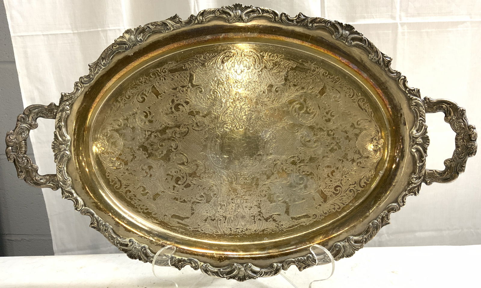 SHEFFIELD REPRO BY COMMUNITY Etched Silv Pl Tray (1 of 7)