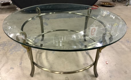 Neoclassical Style Brs & Metal Gls Top Tbl W Swans