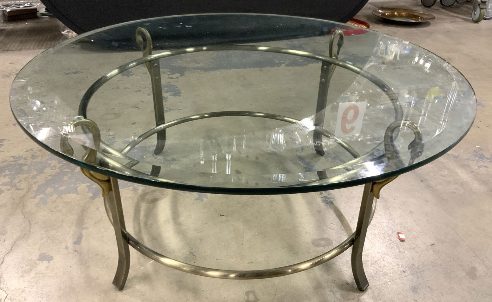 Neoclassical Style Brs & Metal Gls Top Tbl W Swans (1 of 6)