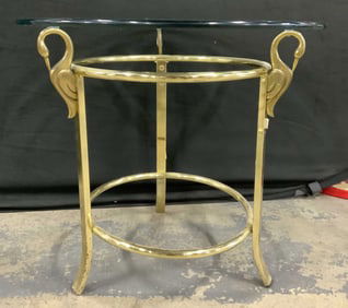 Neoclassical Style Metal Gls Top Side Tbl W Swans