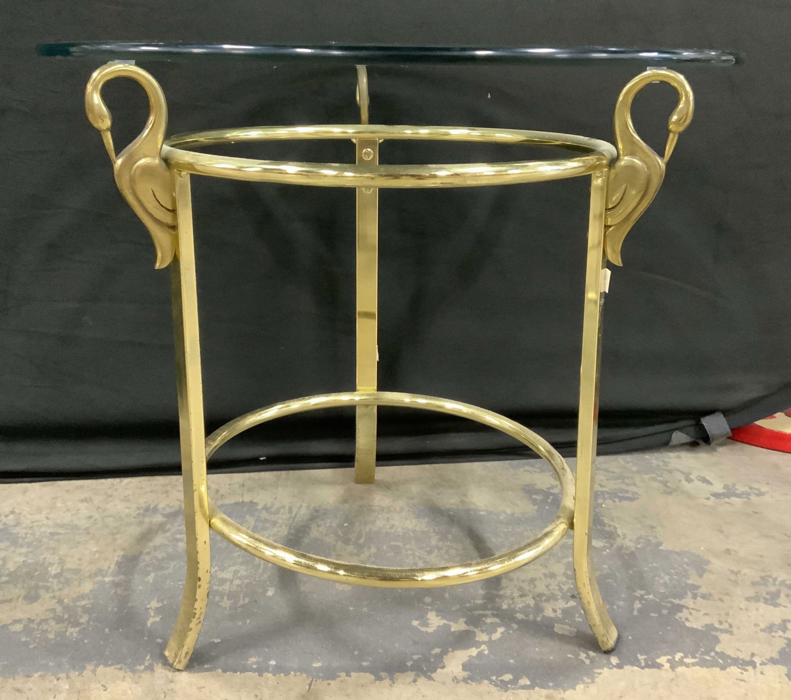 Neoclassical Style Metal Gls Top Side Tbl W Swans (1 of 7)