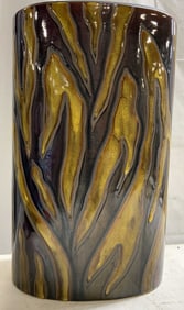 Oval Glazed Ceramic Vessel W Animal Style Detail