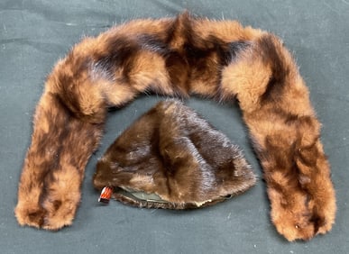 Lot 2 Vtg Saks Fifth Ave Mink Fur Hat & Collar