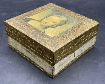 Madonna of the Goldfinch Motif Hinged Trinket Box