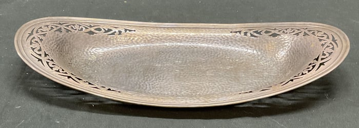 Vintage Silver plated Hammered Oval Tray