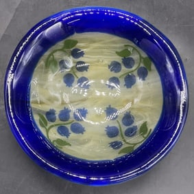 Vintage Blueberry Motif Art Glass Trinket Dish