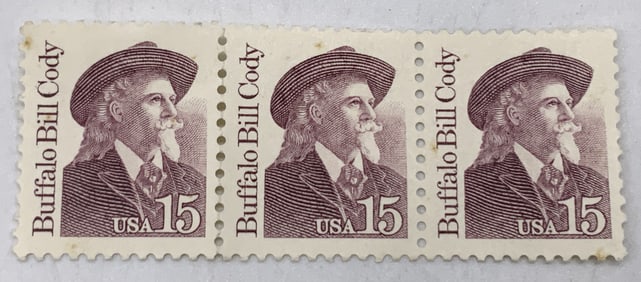 3 Buffalo Bill Cody US 15 Cent Postage Stamps 1988