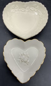 2 Porc Heart Dishes LENOX & SHIAN YIH ROC