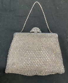 Vintage Silver Tn Crystal Mesh Handbag, Germany