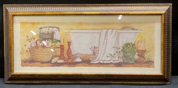 Framed Diane Knott Still Life Bathtub Lithograph