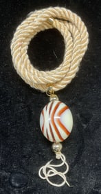 Beige Rope Banded Lucite Pendant Necklace