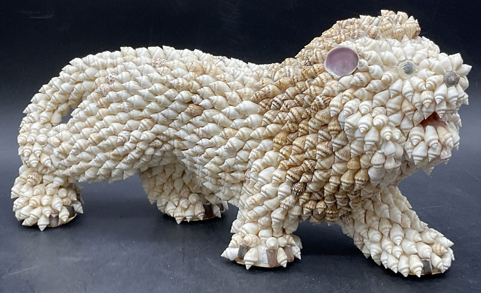 Vtg Handmade Folk Art Lion Figural Shell Sculpture (1 of 8)