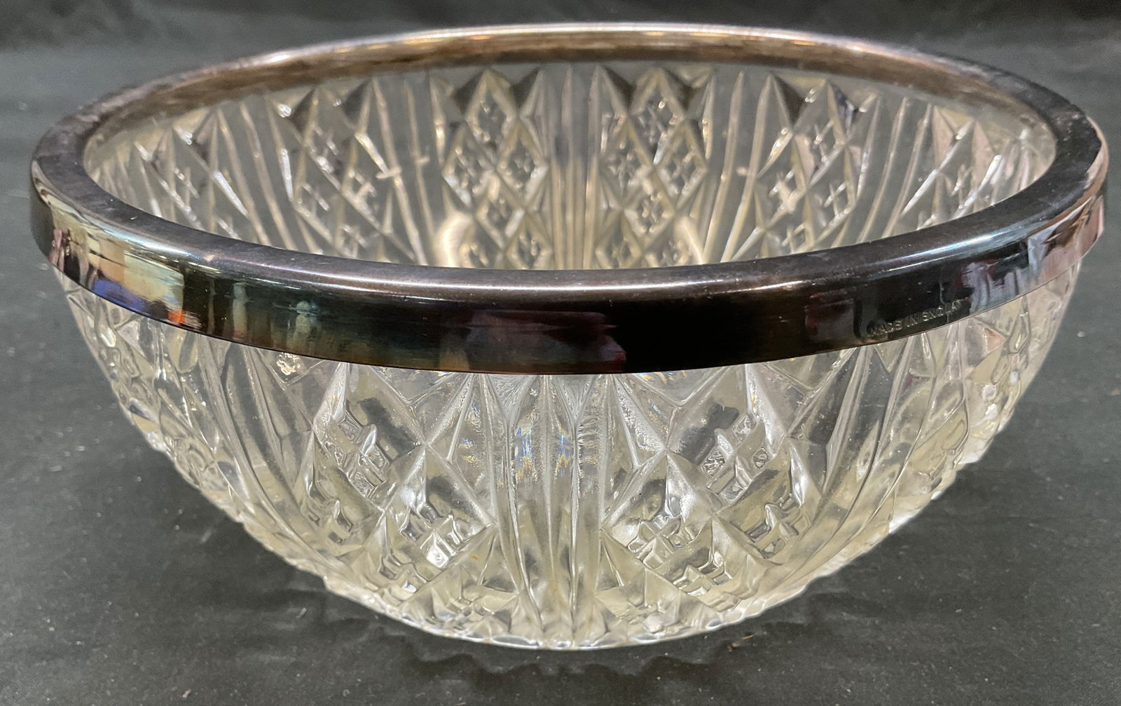 Vtg Depression Glass Bowl w Silver Plate England (1 of 8)