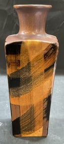 Vintage Tan Brown Art Pottery Vase