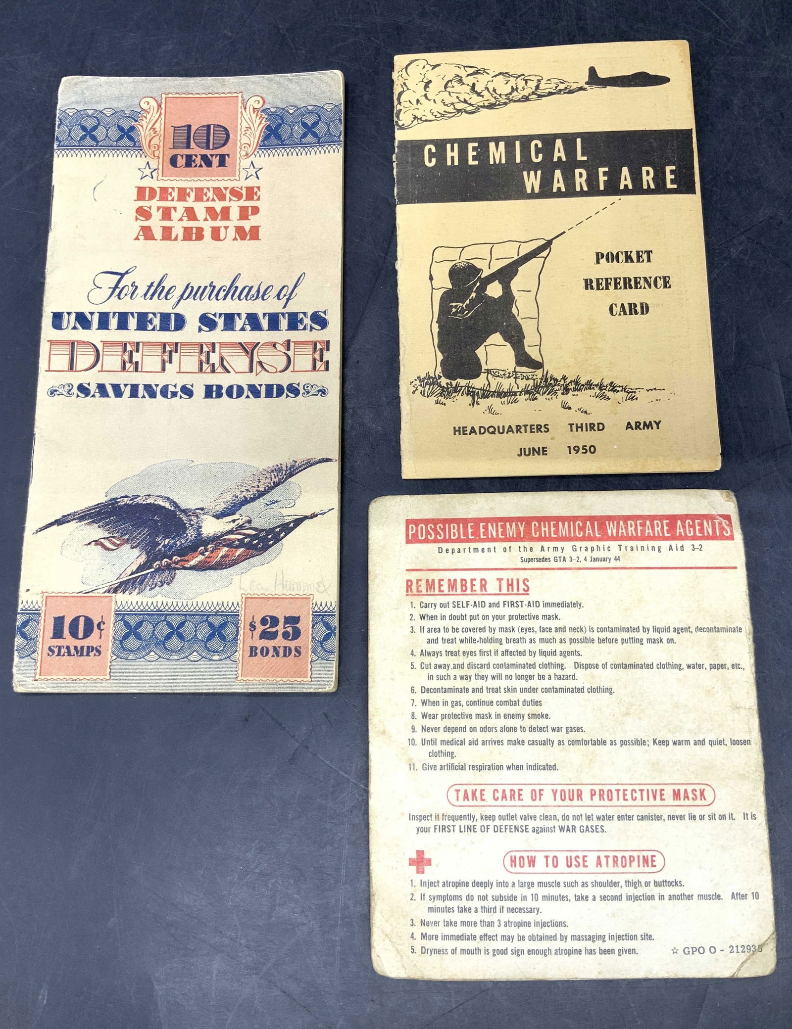 Lot 3 Vntg World War II & Warfare 1950s Ephemera (1 of 9)