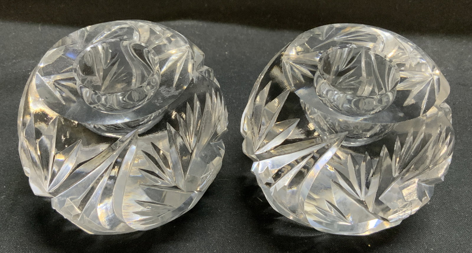 Lot 2 Cut Clear Crystal Glass Candle Holders (1 of 6)