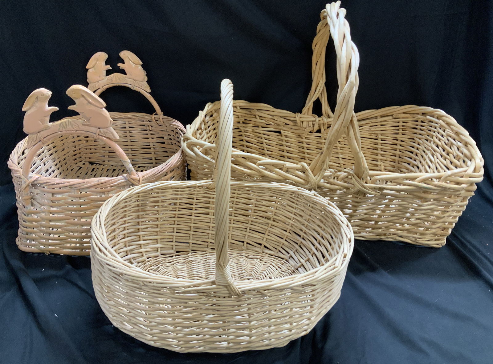 Lot 3 Vntg Assorted Woven Wicker Baskets (1 of 10)
