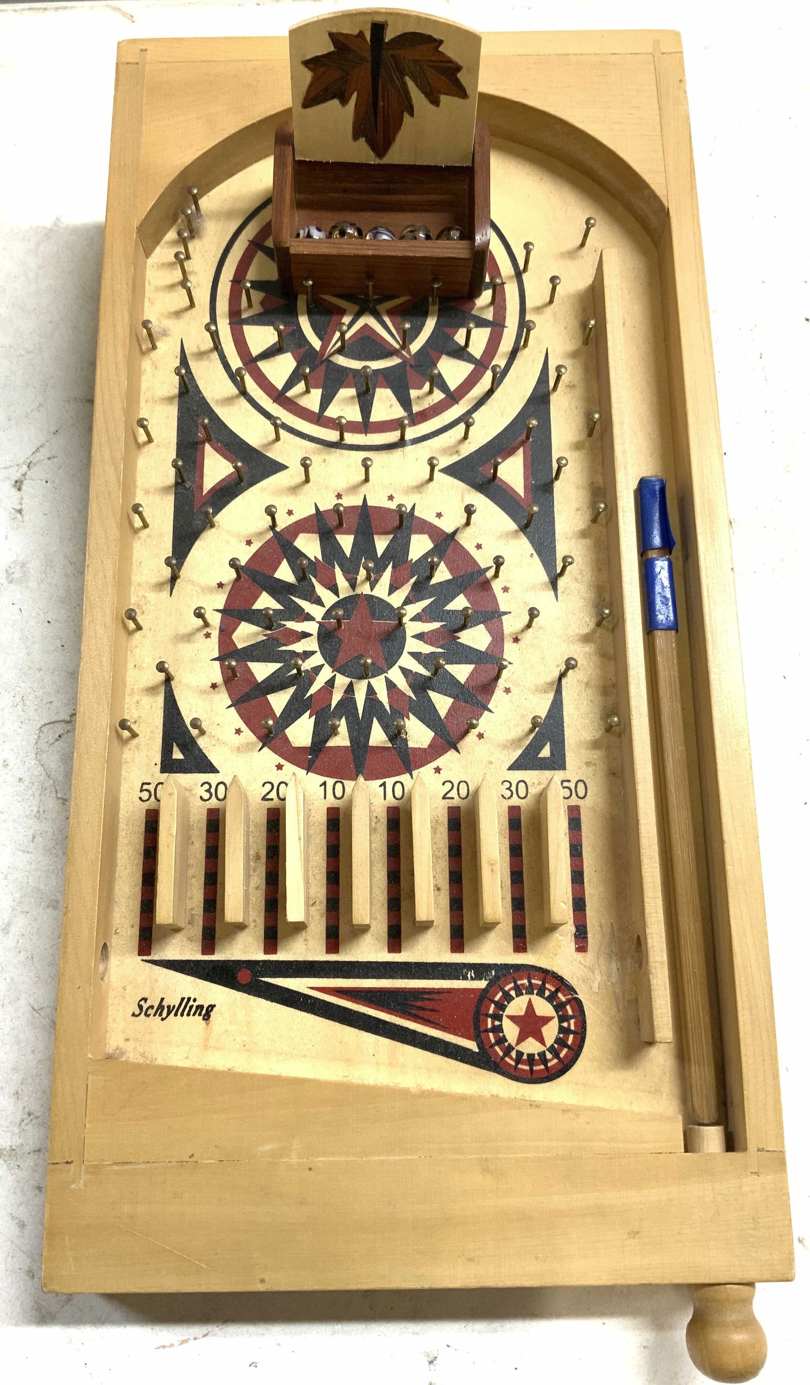 Schylling Wooden Tabletop Pinball Game 13.5in (1 of 9)