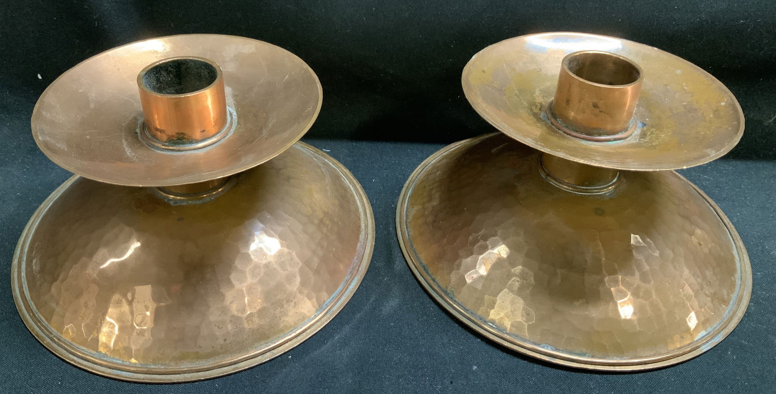 Vntg Pair VAN CAMPEN Copper Candlestick Holders (1 of 6)